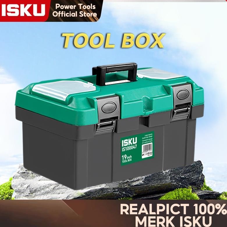 ISKU Tool Box Besar Plastik 14 15 17 18 19 20 Inch Bahan Pp Tools Box Kotak Peralatan Besi /Tool Box