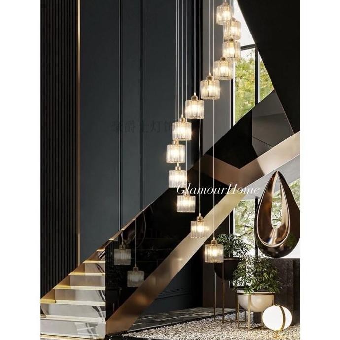 Lampu Gantung Void Tangga Minimalis Kristal / Lampu Gantung Kristal Tangga GS