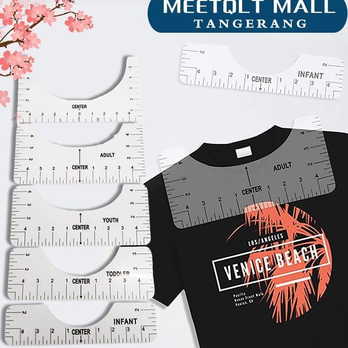 

5Pcs Penggaris Pengukur Transparent Tshirt Ruler Alat Pengukur Desain Pusat El Round Ne