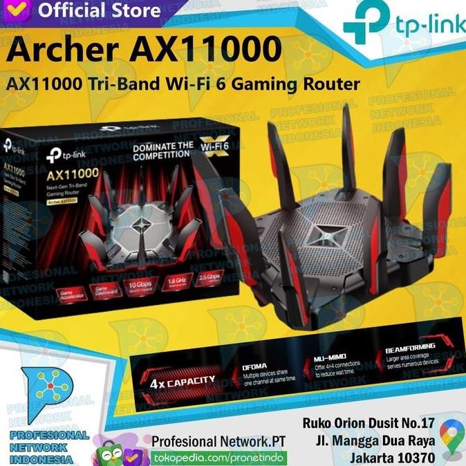 Tp-Link Archer Ax11000 Tri-Band Wi-Fi 6 Gaming Router Tplink Ax 11000 New Stok