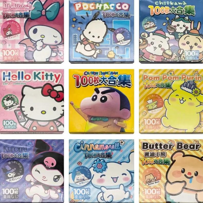 

100Pcs Box Hello Kitty Chiikawa Crayon Shin-Chan Anime Stickers Cute Laptop Suitcase Sticker Diy Hand Account Stationery Sticker