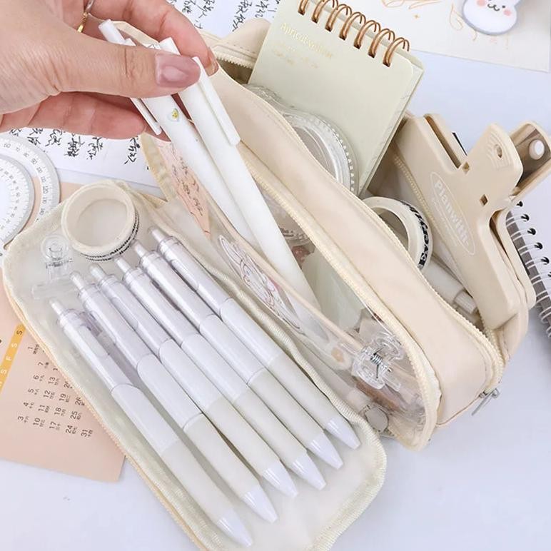 

Rwet-23 MorebiTempat Pensil Pencil Case Transparent Large Capacity Aesthetic Simple Japanese Stationery Storage Bag School Office Supplies Besar Perlengkapan Sekolah Tempat Pena Celana Panjang Rwet-23