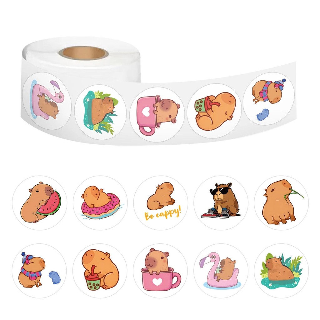

100-500Pcs Cute Plump Capybara Cartoon Brown Animals Stickers Diy Scrapbook Phone Reward Seal Label Wall Sticker Kid Toy