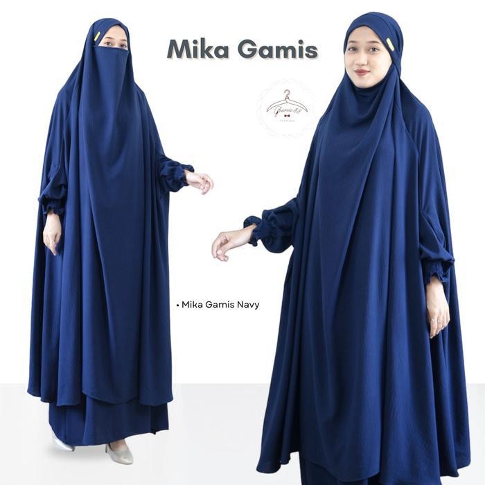 Mika Gamis Haji Umroh Set French Khimar Rok Cadar Syar'I Crincle Airflow Termurah Viral Premium (Dby