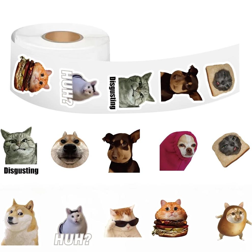 

500Pcs Cartoon Cute Animals Dog Cat Roll Sticker Funny Coffee Diy Loptop Luggage Guitar Kawaii Wall Room Bar Stickers Gifts