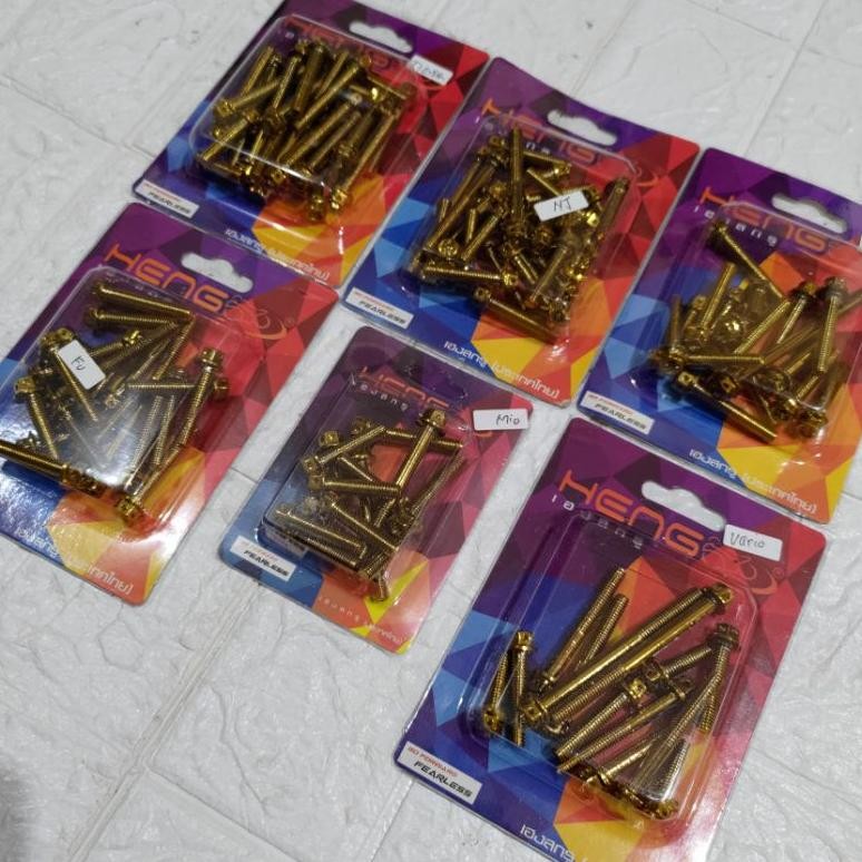 BAUT BLOK MESIN CVT BAUT PROBOLT FLOWER GOLD HENG ASLI STAINLESS MOTOR MIO SPORTY NOUVO BEAT VARIO 1