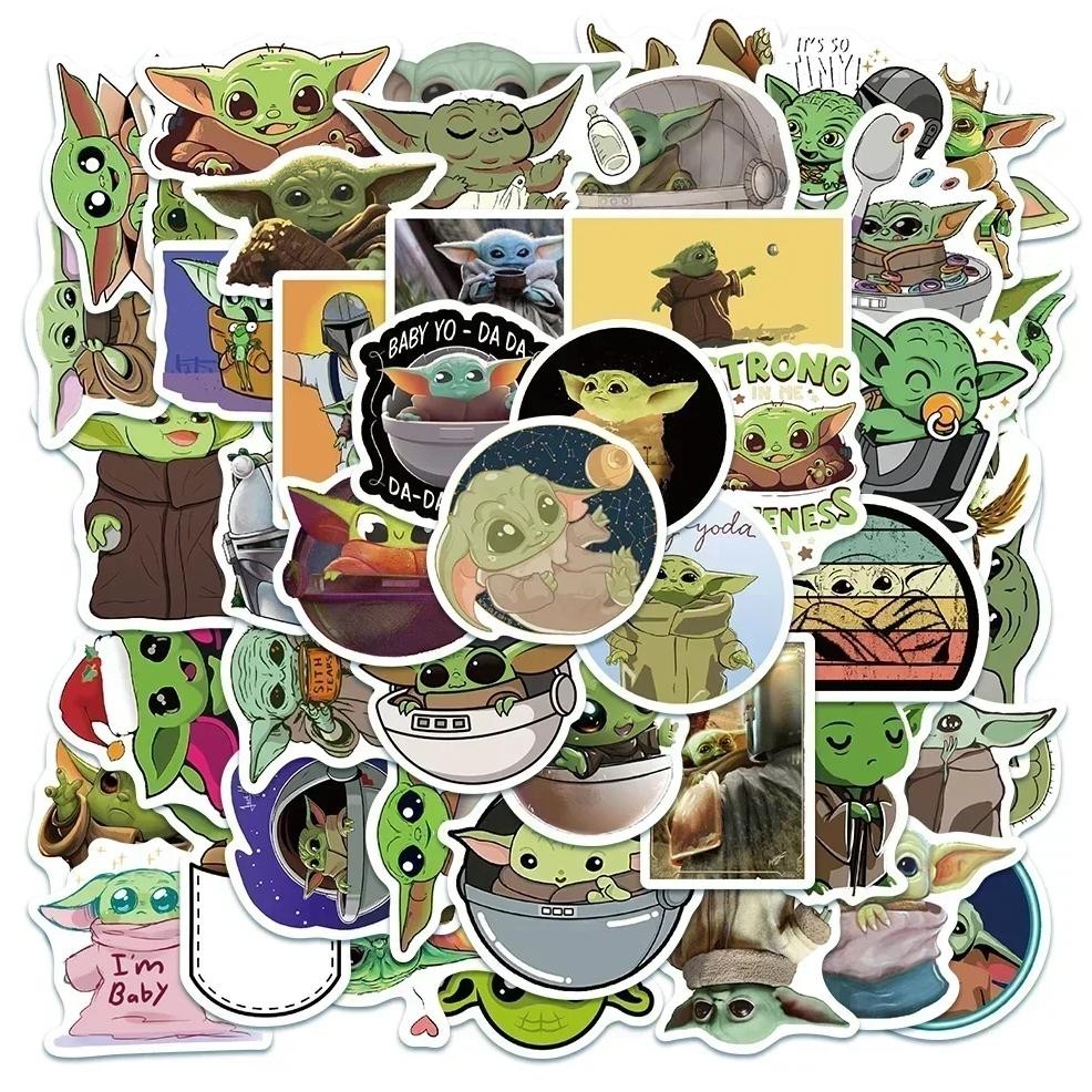 

50Pcs Disney Cute Anime Cartoon Star Wars Baby Yoda Stickers Skateboard Laptop Phone Car Waterproof Sticker Kid Toy