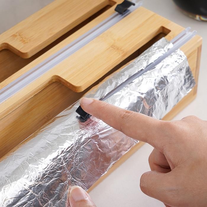 

Stora Roll Dispenser Bambu 2 In 1 Dengan Pemotong Roll Dispenser Tempat Plastik Wrap Aluminium Foil Kertas Tisu Roll Wadah Penyimpanan Serbaguna Packaging Holder Perlengkapan Rumah Tangga