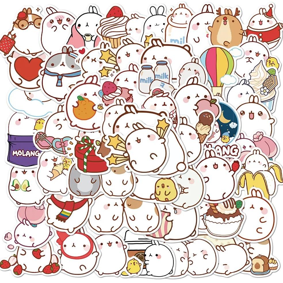 

50Pcs Cartoon Cute Fat Rabbit Stickers Pretty Kawaii Diy Toys Skateboard Laptop Cup Bike Motorcycle Phone Luggage Kids
