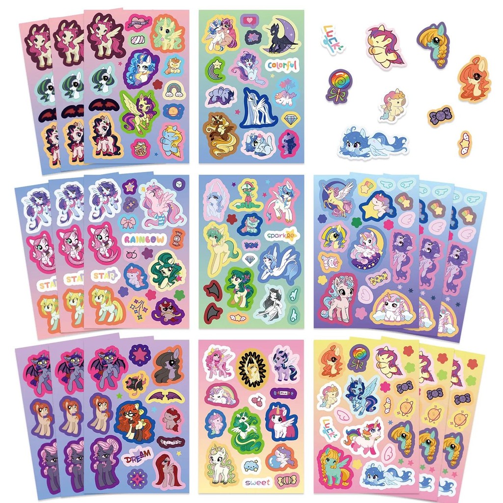 

8Sheet Cartoon Rainbow Pony Collage Sticker Cute Unicorn Waterproof Decals Diary Notebook Phone Laptop Luggage Diy Decor Sticker