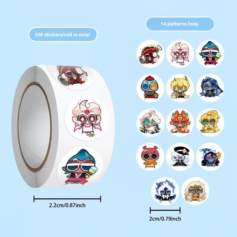 

500Pcs/Roll Collection Of Cookie Run Kingdom Stickers Cute Diy Diary Laptop Skateboard Graffiti Decals Decoration Materials