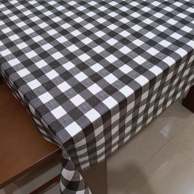 BEBAS ONGKIR - Taplak Meja Plastik Meteran Kotak Kotak Hitam Putih Minimalis Anti Air