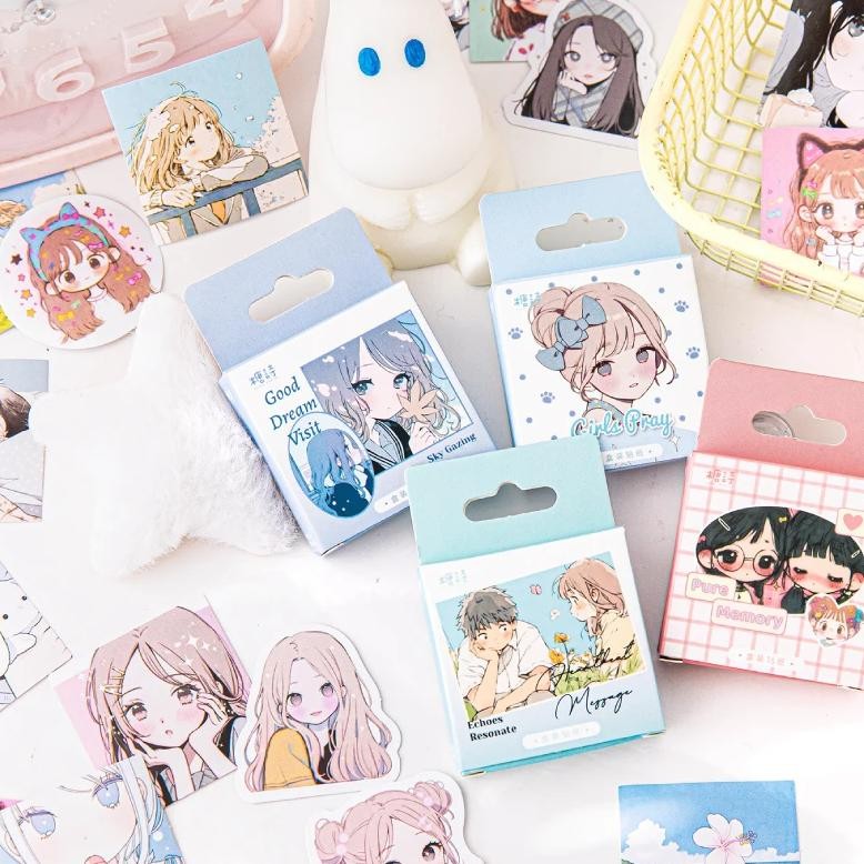 

Mr. Paper, 30Pcs/Box, Cartoon Cute Girl Stickers Diy Scrapbook Phone Case Notebook Diary Decoration Stationery Stickers