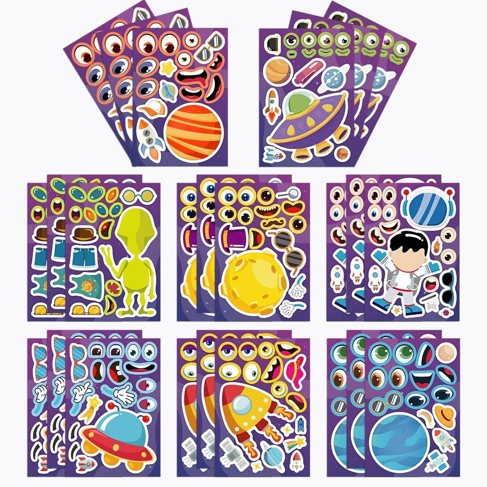 

8Pcs Space Planet Astronaut Collage Stickers Anime Cute Cartoon Puzzle Diy Hand Account Water Cup Refrigerator Stickers