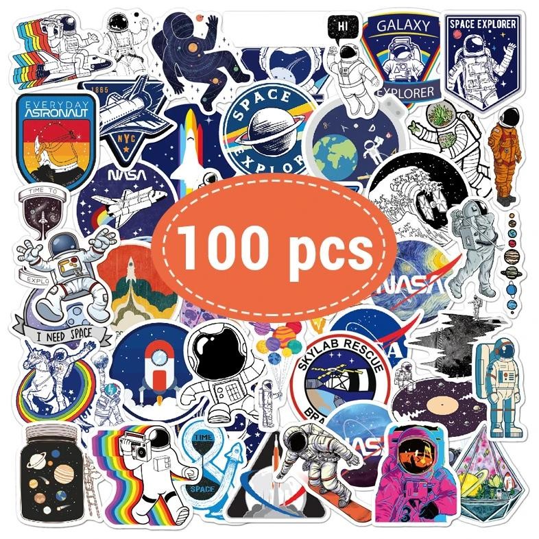 

100Pcs/Set Cute Cartoon Astronaut Stickers Universe Outer Space Astronaut Creative Graffiti Stickers Diy Stationery Kids Sticker