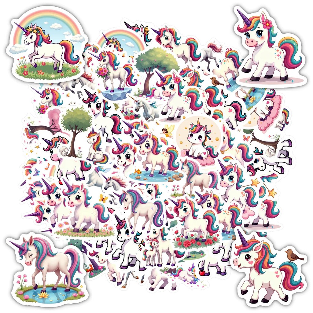 

35Pcs-70Pcs Cute Fantasy Stickers Whimsical Unicorn Unicorn Stickers Stationery Stickers For Diy Phone Guitar Laptop Notebook