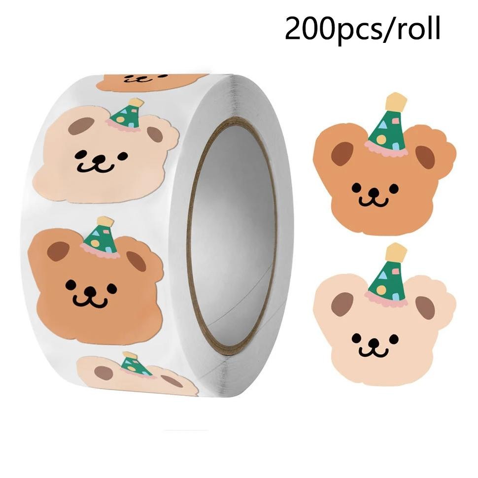 

50-200Pcs Cute Little Bear Stickers Whole Paper Adhesive Tape Ins Korean Simplified Sealing Sticker Packag Decor Lables