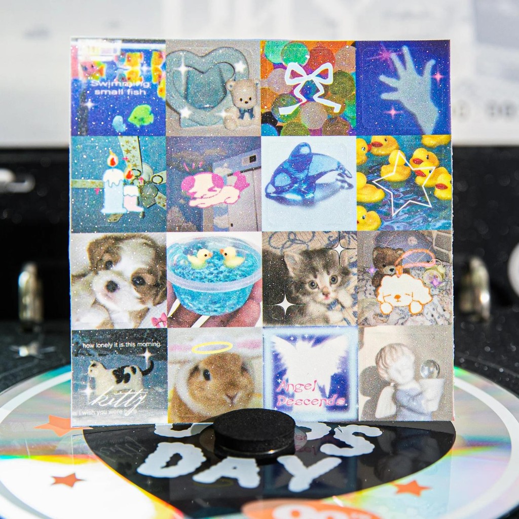 

Y2K Style Flash Sand Decorative Stickers Korean Style Cute Journal Diy Goo Card Stickers Stationery Decorative Stickers