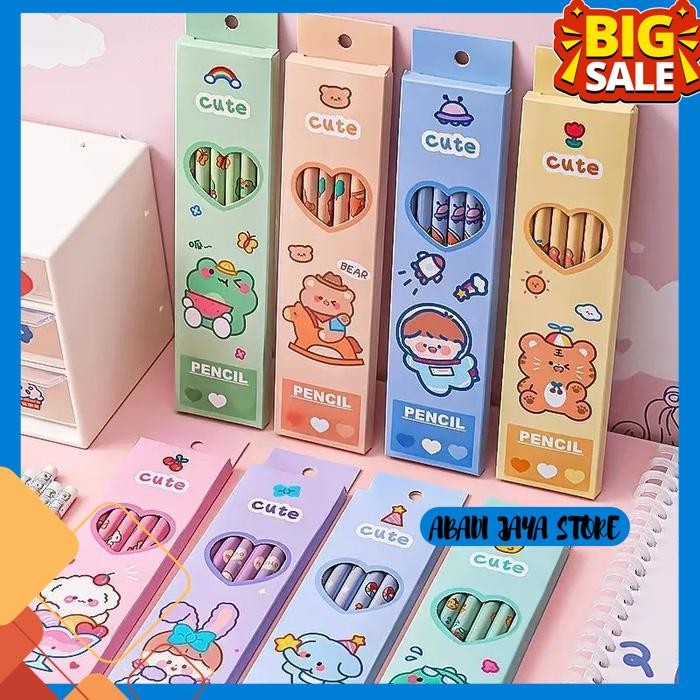 

PENSIL CUTE SET 6 PCS + PENGHAPUS ALAT TULIS ANAK SEKOLAH STATIONERY BEST QUALITY