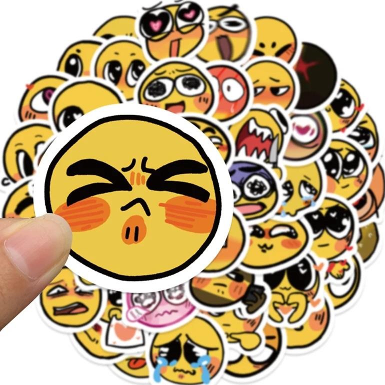 

60 Pcs Weird Mood Emojis Yellow Graffiti Stickers Cute Creative Expression Stickers Kids Notebook Water Cup Decorative Stickers