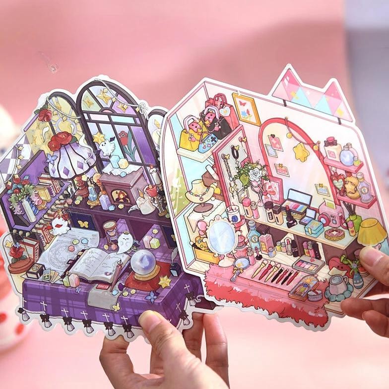 

Cute Bedroom Desk Scene Sticker Diy Decor 3D Stacking Landscaping Sticker Funny Boy Girl Scrapbook Journal Sticker Student Gift