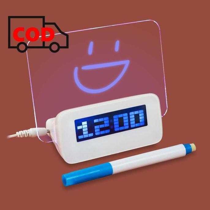 Jam Meja Digital LED Dashboard Mobil Display Menyala Alarm Jam Memo