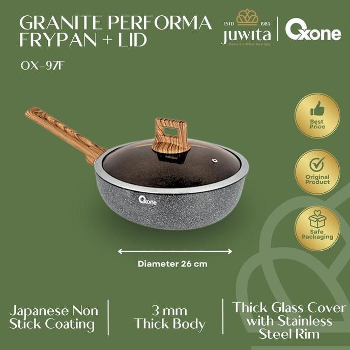 Murah Wajan Fry Pan Besar Anti Lengket Oxone Ox97F Penggorengan Performa Motif Granite Series Stick 