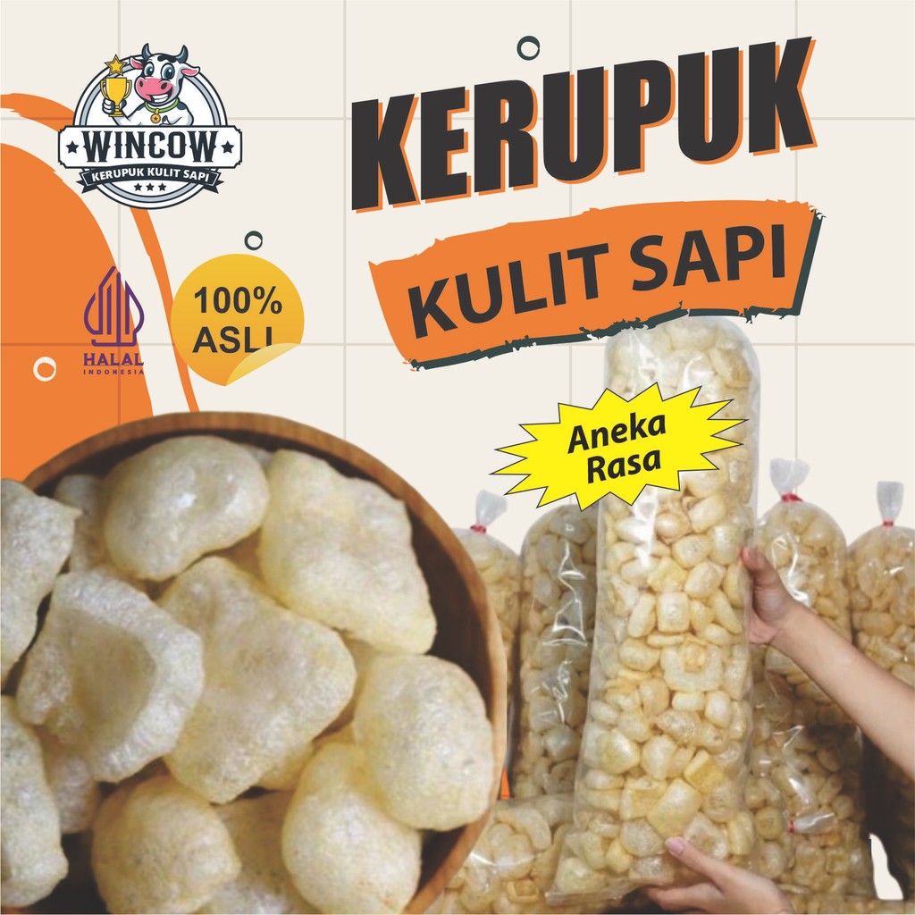 

wincow dorokdok kerupuk kulit sapi rambak kulit sapi asli aneka rasa halal kemasan bal 120gr