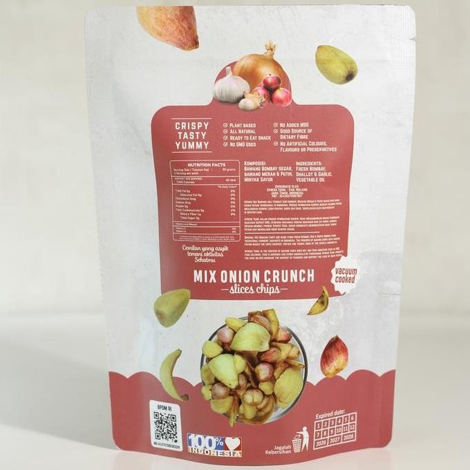 

KERIPIK MIX ONION BAWANG CRUNCH PUTIH, BAWANG MERAH, BOMBAY CRUNCH NETTO 50GR PREMIUM QUALITY