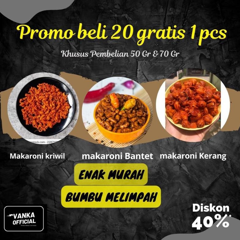 

ID | MAKANAN RINGAN SNACK PEDAS MURAH MAKARONI SPIRAL MAKARONI KRIWIL BANTET TASIKMALAYA MAKARONI URIL TASIKMALAYA 50 70 GRAM