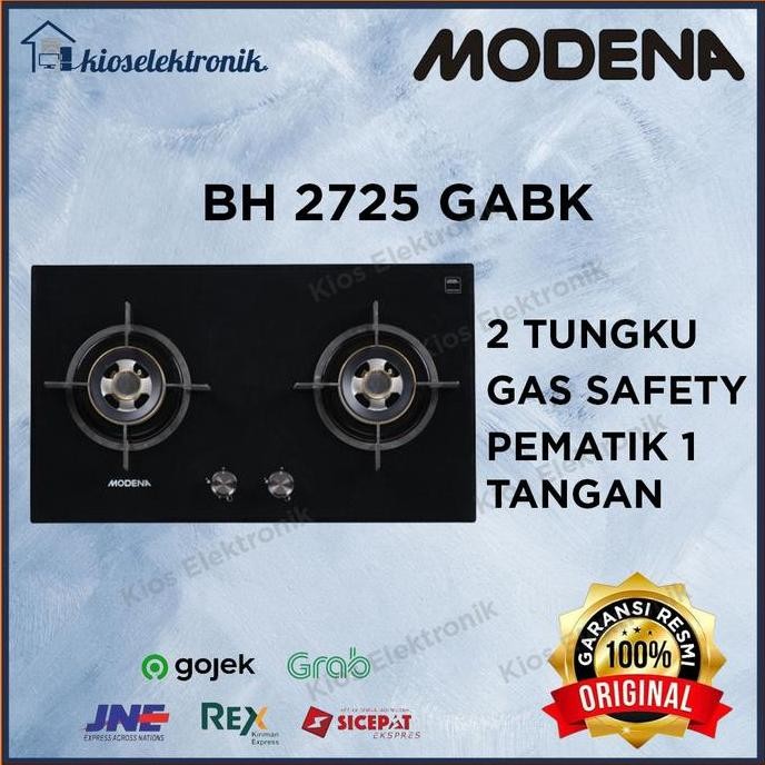 TERLARIS Modena BH 2725 GABK - Kompor Gas Modena 2 Tungku BH2725GABK / BH2725 GABK / BH 2725GABK