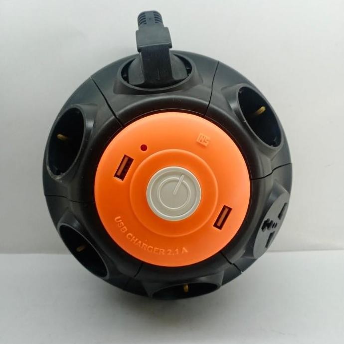 [Expert] kabel roll visicom 1.8 meter 6 lubang + usb 2.1A tembaga vsc ufo 512u