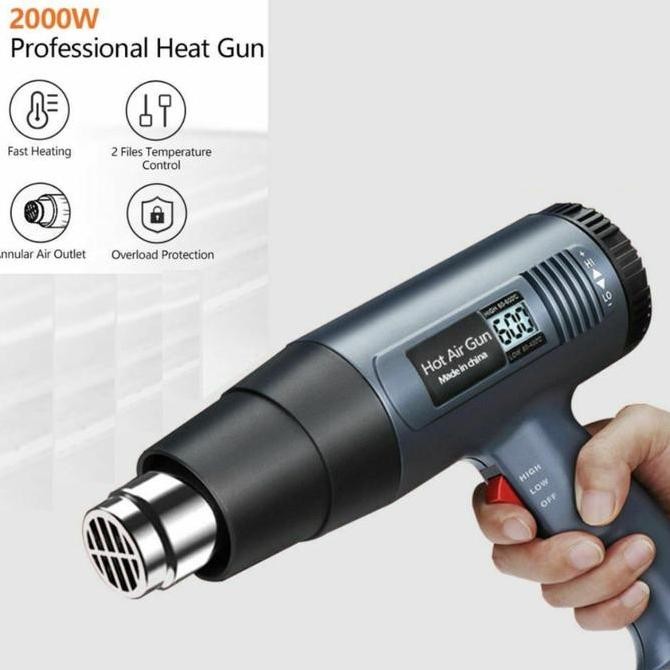 HOT AIR HEAT GUN MESIN BLOWER ALAT PEMANAS UDARA STIKER KACA FILM BESI ORIGINAL DAN TERPERCAYA