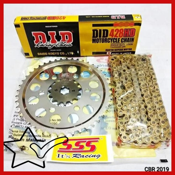 [WMK] GEAR SET SSS CBR 2019 / CB150R (BAUT 6) + RANTAI DID HD GOLD