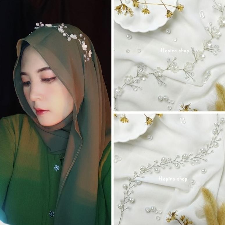 Headpiece Bunga/Headpiece Mutiara/Headpiece Hijab/Bando Hijab/Hiasan Kepala Hijab DiM