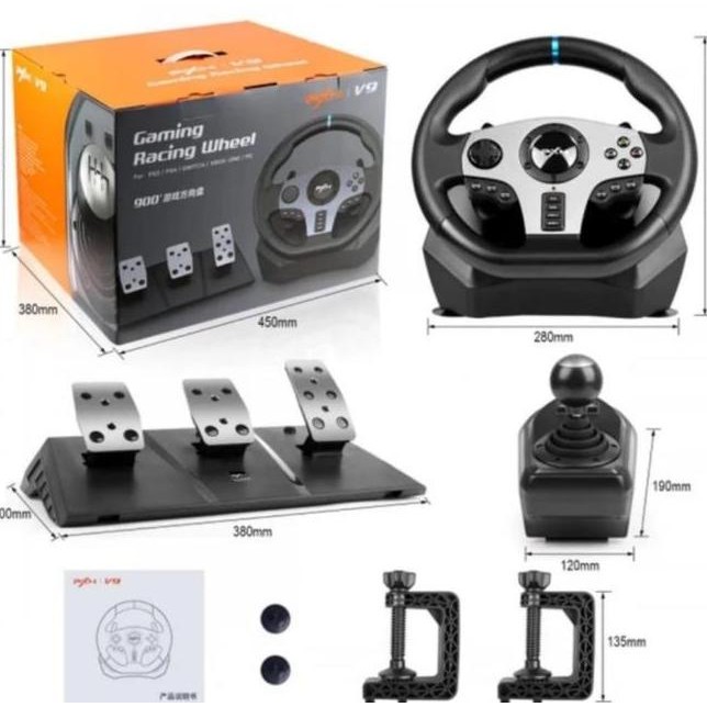 Steering Wheel Gaming Stir Pxn V9 Untuk Ps3 Ps4 Xbox One Nintendo Switch Holder Wireless Gamepad Con