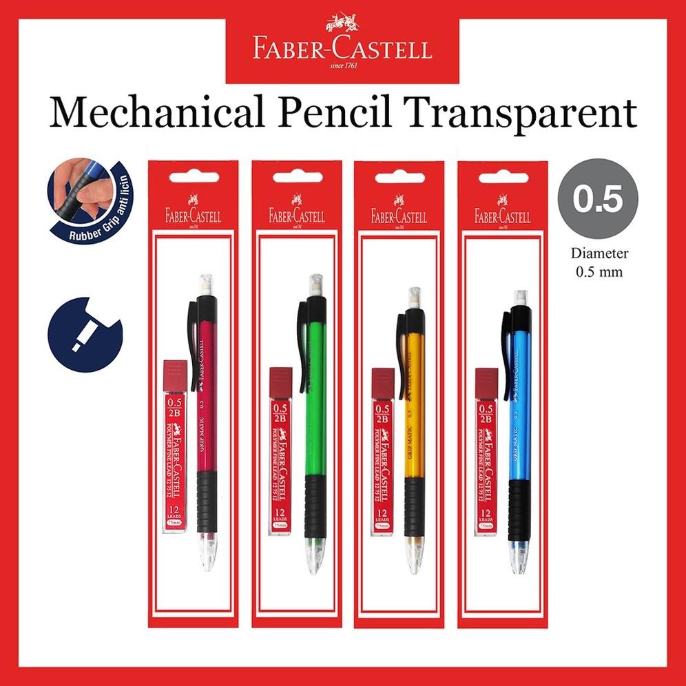 

Pensil Mekanik Faber Castell/Mechanic Pencil Transparan Blister/Ukuran 0.5 MM /GRATIS 1 Tube Refill DiM