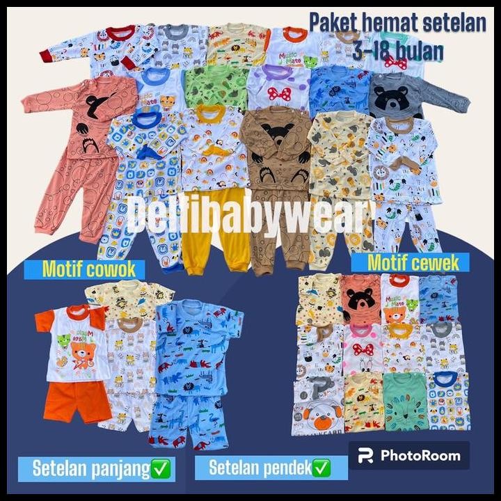 Terlaris Sale 100Rb Dapat 7  (3-18 Bulan )Paket Usaha Setelan Baju Celana Bayi  Mix Good Quality