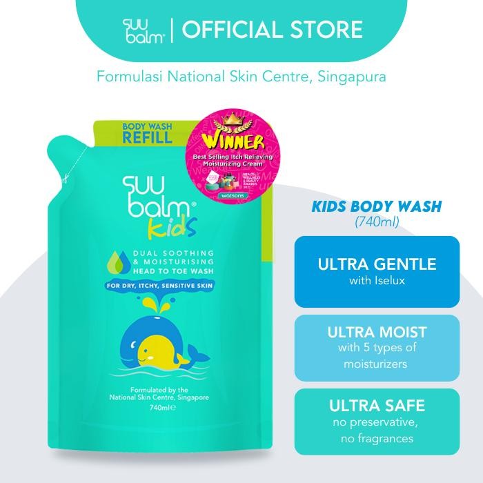 Suu Balm Body Wash - Sabun Mandi Bayi Dan Anak Untuk Kulit Kering Dan Sensitif (Refill 740Ml) Termur