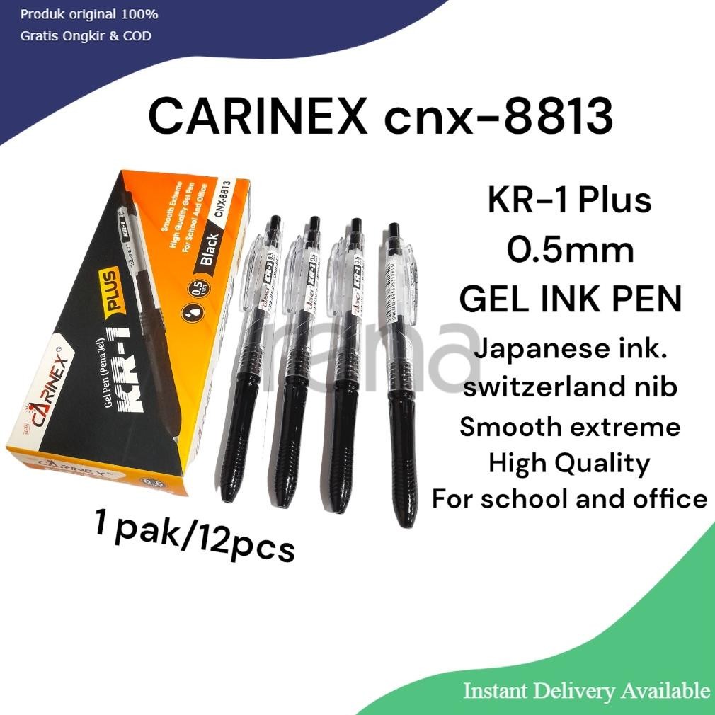 

(12pcs) Carinex KR-1 Plus Pulpen Gel Jetrek cetek murah berkualitas / CNX-8813 Hitam DiM