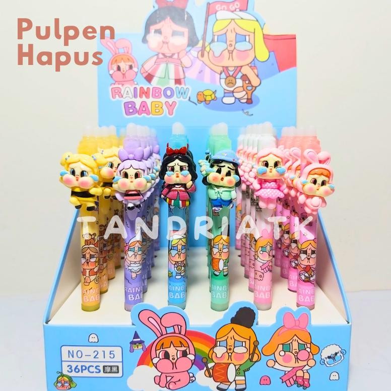 

[1 Set Isi 6 Pcs] Bolpen Pulpen Pena Click Klik Pencet Hapus Erasable Crying Baby 215 DiM