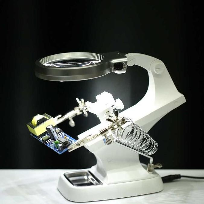 

Sale Th-7023 Pegangan Solder Helping Hand Led With Kaca Pembesar Magnifier 3X 4.5X - Helping Hand Soldering Station Led Light Hands Free 360 Rotating Magnifying Glass Stand With Clamp And Clips