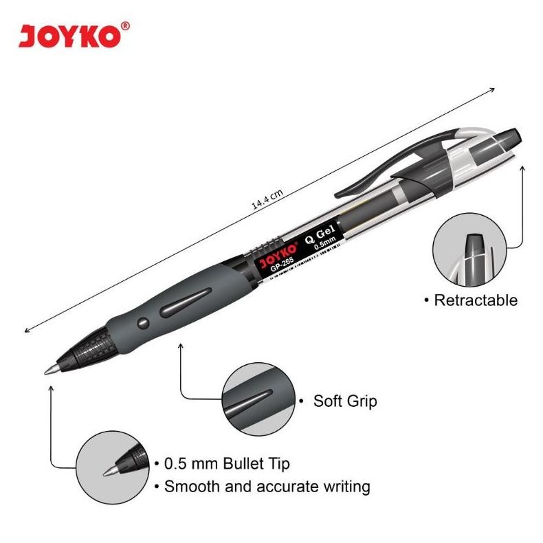 

HJK Pulpen Joyko GP-265 Q-Gel 12 Pcs Tinta Anti Kering