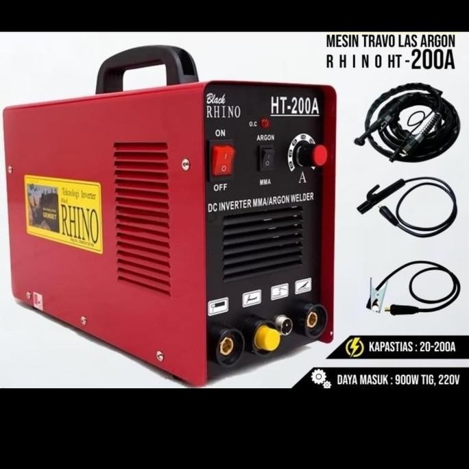 Mesin Las Argon Rhino Ht 200/Travo Las Tig 200A Rhino Merah