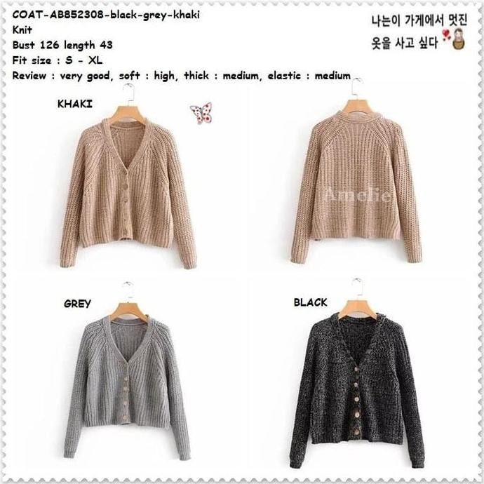AB852308 Knit Cardigan Kardigan Jaket Jacket Rajut Wanita Korea Import terlaris