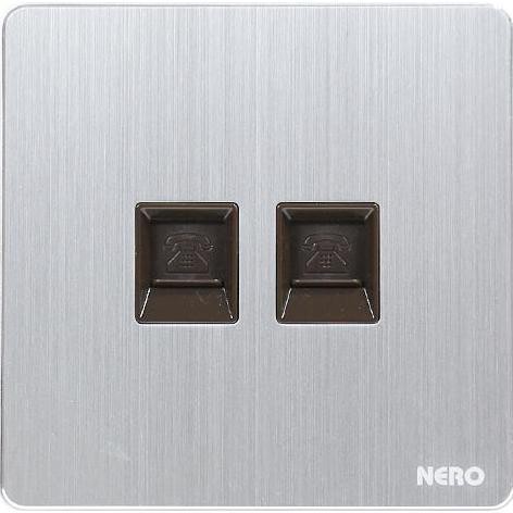 {{{{}}] NERO 2 GANG TELEPHONE OUTLET TITANIUM V11 V11PH2-S/G/B