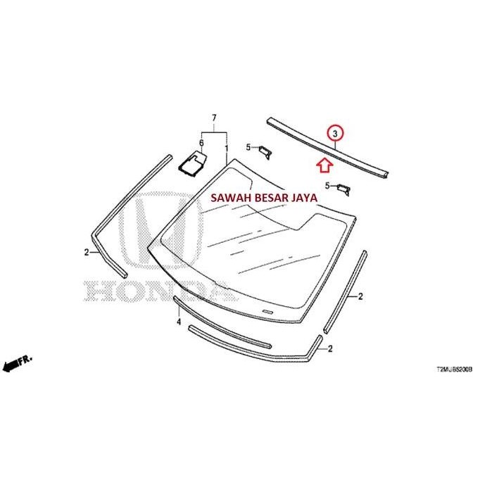Karet Molding List Lis Kaca Besar Depan Bagian Atas Honda Accord Cr2 2013 2014 2015 2016 2017 2018 O