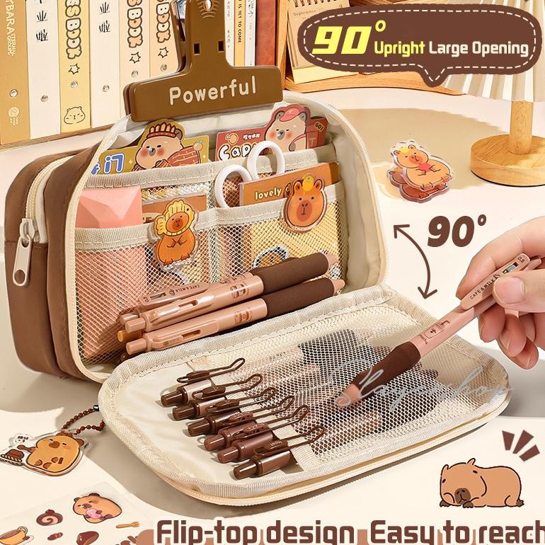

Capybara Tempat alat tulis kotak pensil aesthetic Tas PenaTempat Pencil Tas Pensil kapasitas besar
