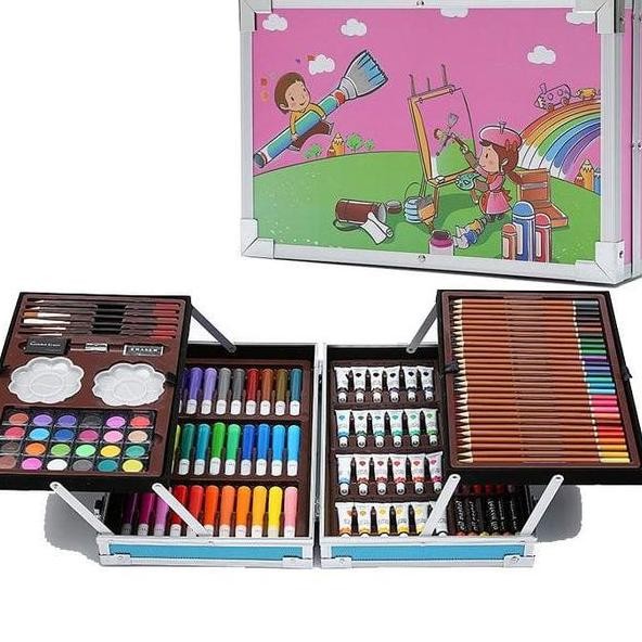 

Crayon Art Set Koper Set Crayon Mewarnai Alat Lukis Anak 145Pcs