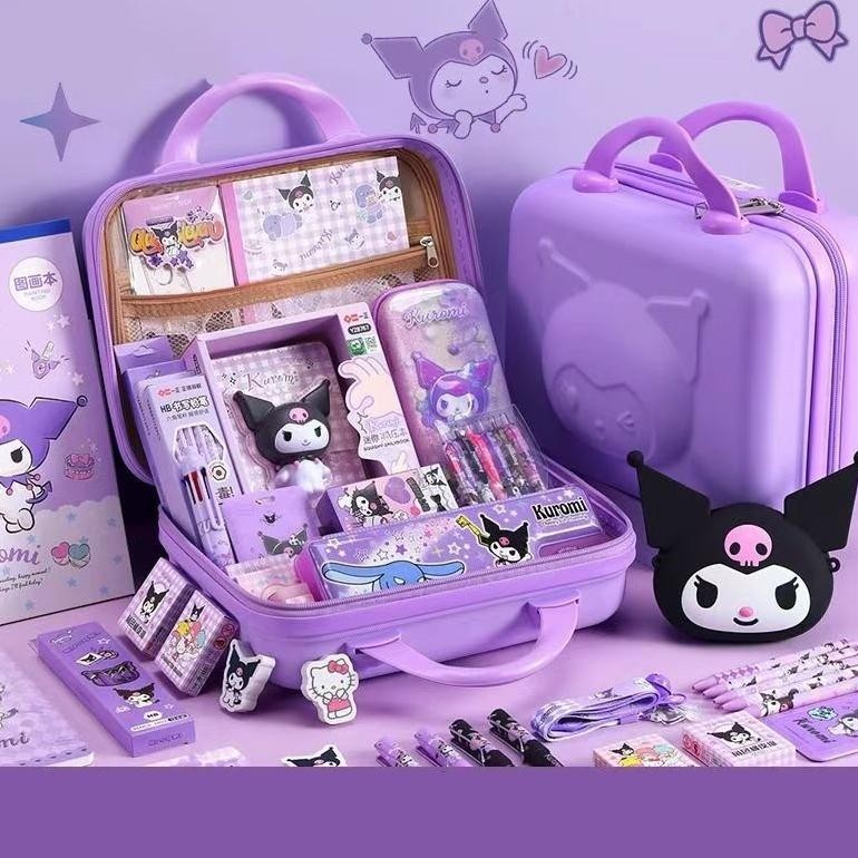 

[Penjual Lokal] Set alat tulis Kuromi 45PCS / termasuk tas penyimpanan multifungsi, tempat pensil, rautan pensil, set alat tulis buku catatan, hadiah sekolah siswa